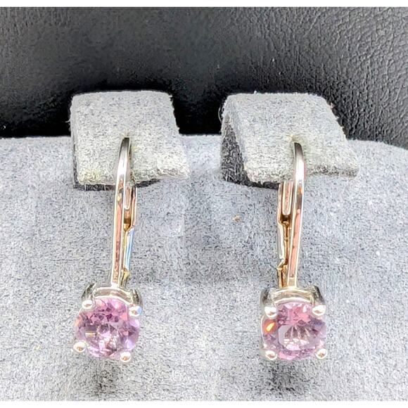Light Purple Pink 5mm Gemstone 925 Sterling Silver Lever Back Earrings - Picture 1 of 7